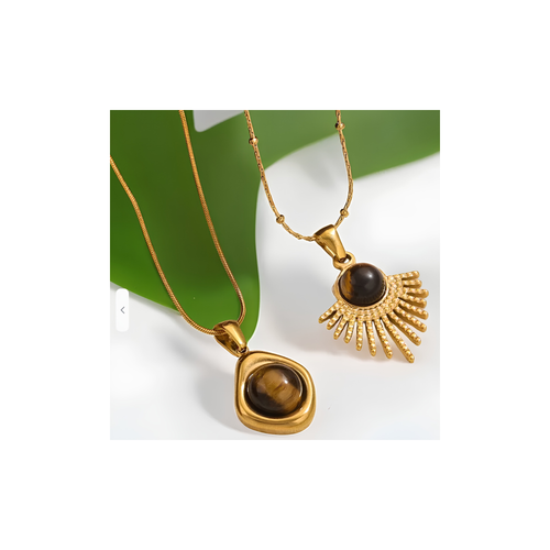 Collier avec pendentif Œil de Tigre Doré