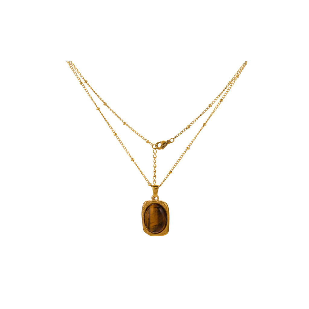 Collier avec pendentif Œil de Tigre Doré
