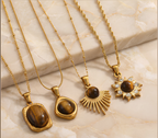 Collier avec pendentif Œil de Tigre Doré