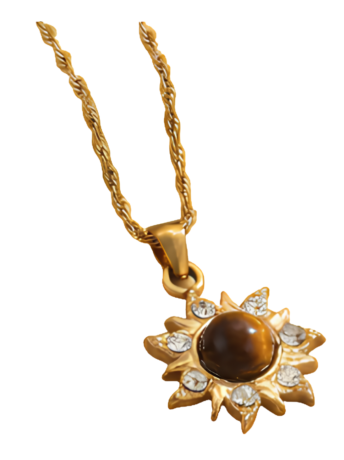 Collier avec pendentif Œil de Tigre Doré