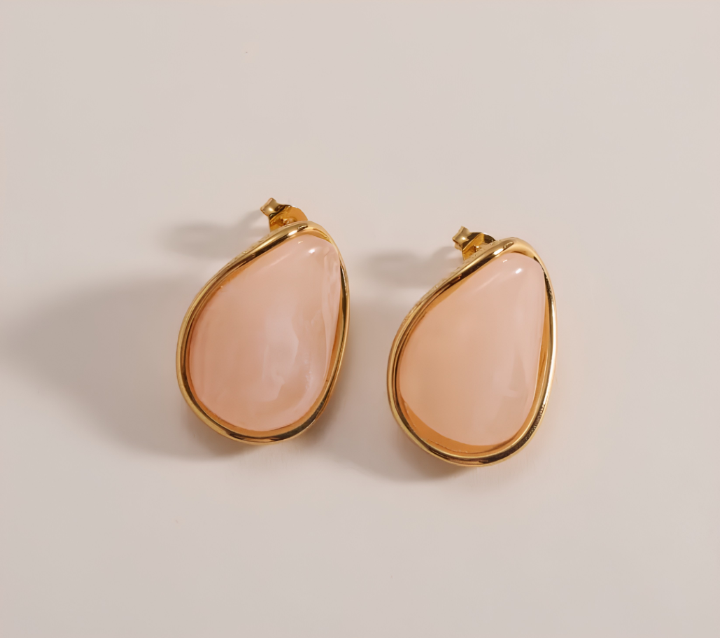 Boucles d'Oreilles Goutte Émaillée Dorée
