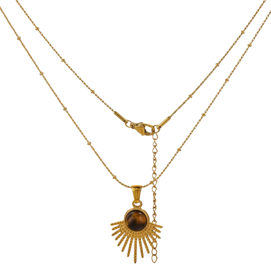 Collier avec pendentif Œil de Tigre Doré