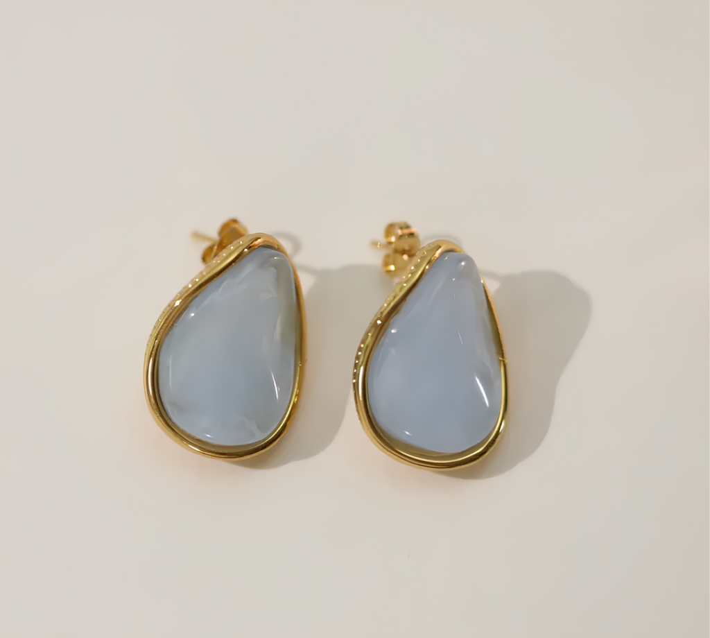 Boucles d'Oreilles Goutte Émaillée Dorée