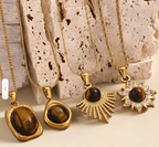 Collier avec pendentif Œil de Tigre Doré