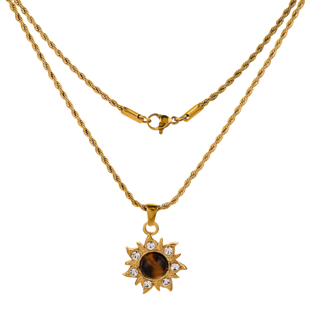 Collier avec pendentif Œil de Tigre Doré