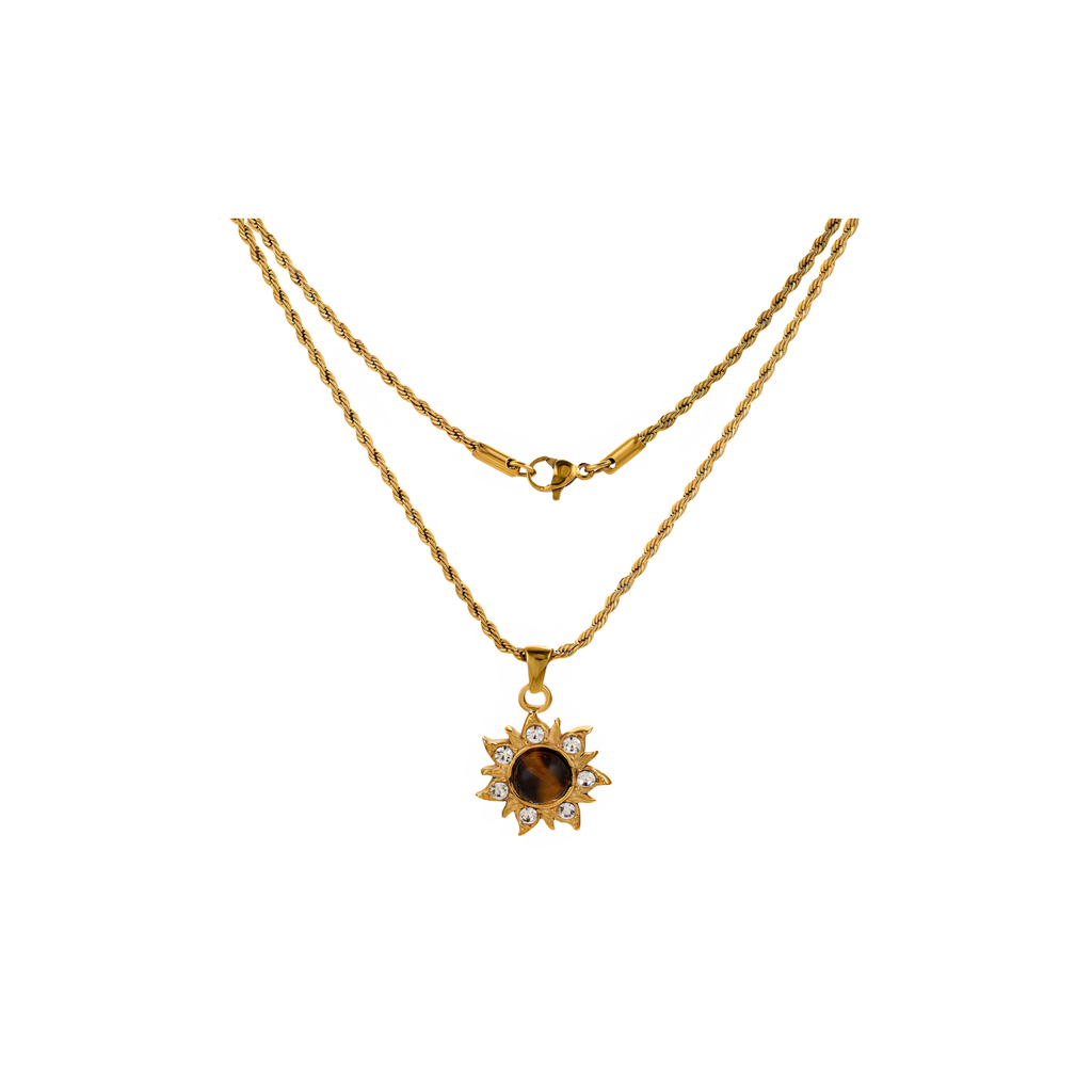 Collier avec pendentif Œil de Tigre Doré