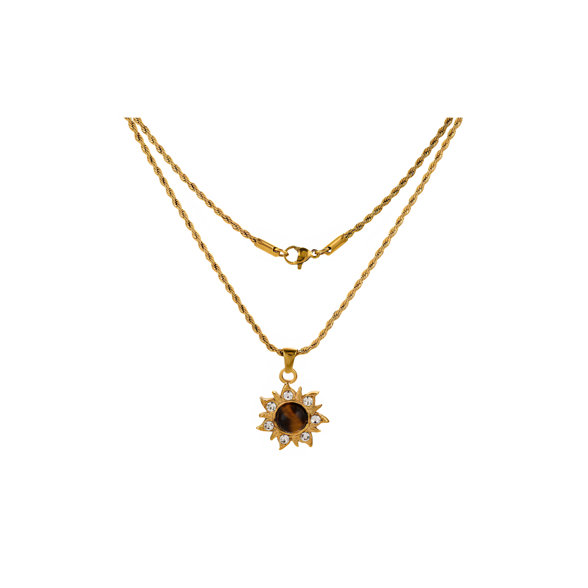 Collier avec pendentif Œil de Tigre Doré