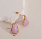 Boucles d'Oreilles Goutte Émaillée Dorée
