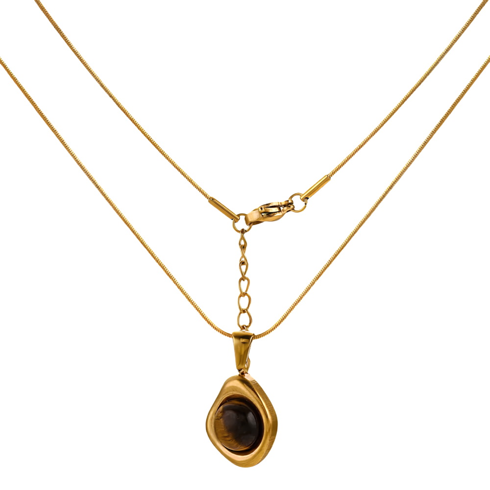 Collier avec pendentif Œil de Tigre Doré