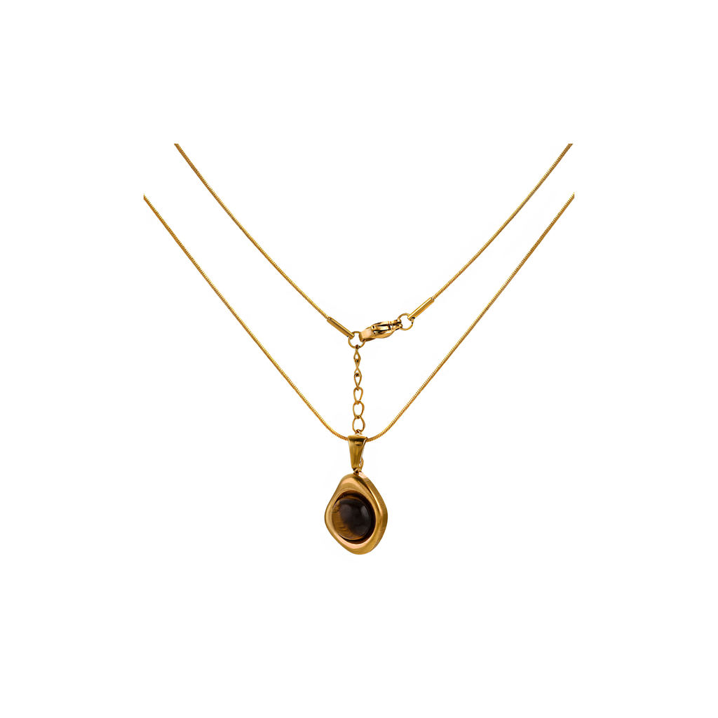 Collier avec pendentif Œil de Tigre Doré