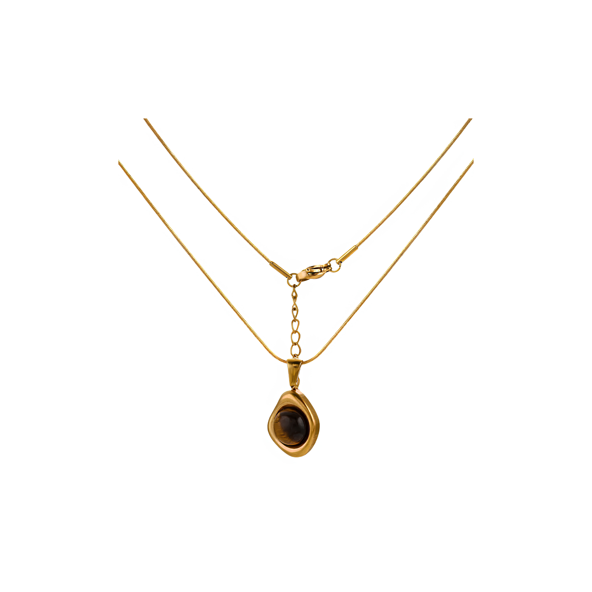 Collier avec pendentif Œil de Tigre Doré