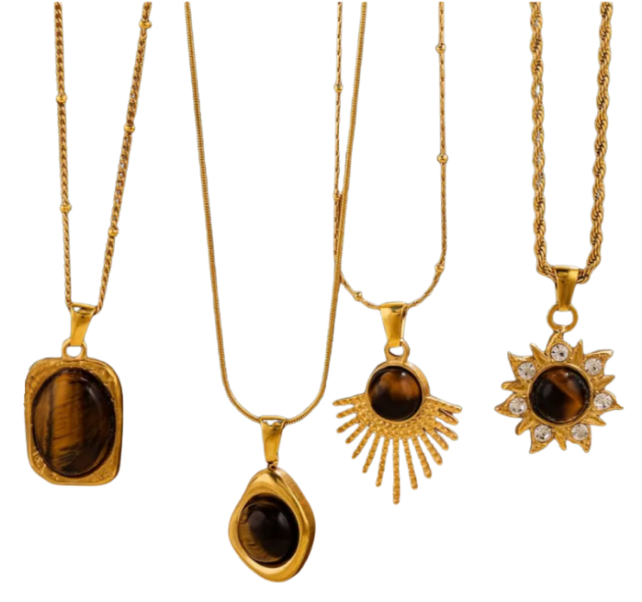 Collier avec pendentif Œil de Tigre Doré