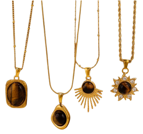 Collier avec pendentif Œil de Tigre Doré