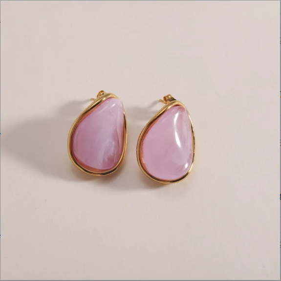 Boucles d'Oreilles Goutte Émaillée Dorée