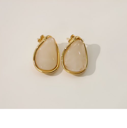 Boucles d'Oreilles Goutte Émaillée Dorée