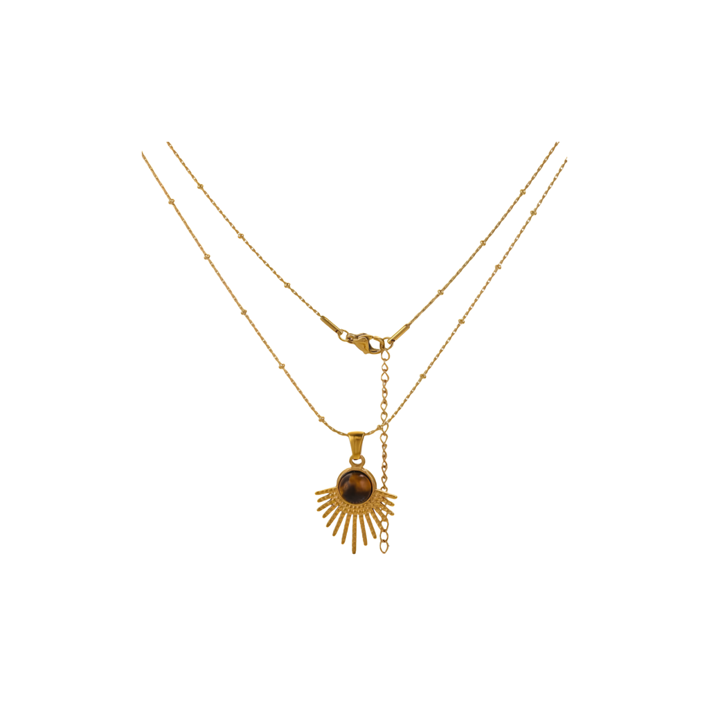 Collier avec pendentif Œil de Tigre Doré
